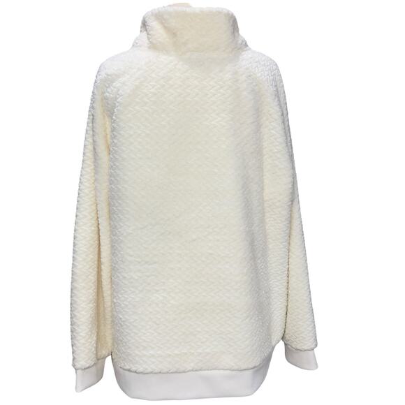 T by Talbots Fleece Jacket Womens 1X Cream Quilted Zip Up Modern Classic Cozy - Picture 5 of 13